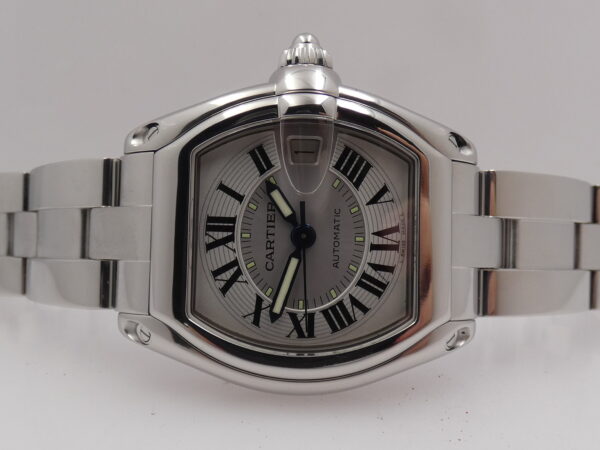Cartier Roadster 2510 Argentè Dial Automatic Date Acciaio Braccialato Anni 2000's W62025V3