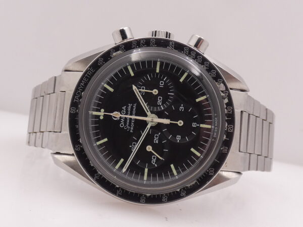Cronografo Omega Speedmaster Professional Moonwatch 145.022-69 With PAPERS Anno 1971 With RARE ELASTIC BRACELET 1039/516 MISPRINT 220 Bezel