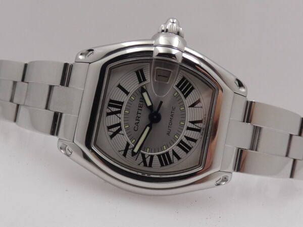Cartier Roadster 2510 Argentè Dial Automatic Date Acciaio Braccialato Anni 2000's W62025V3