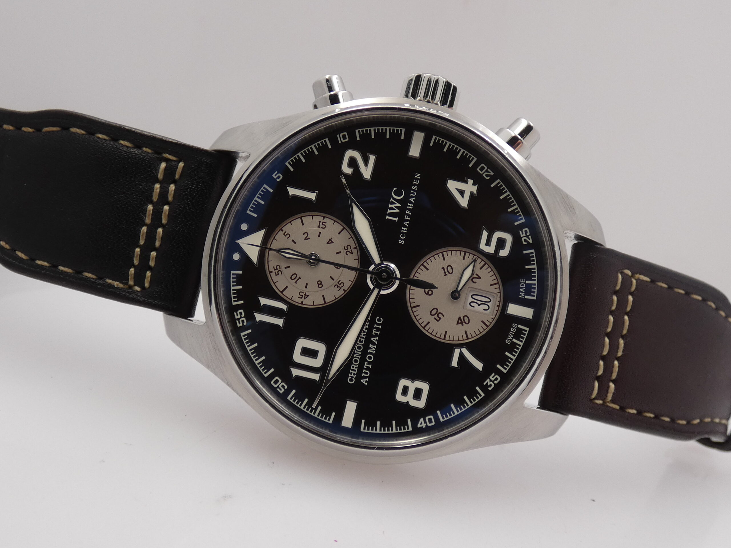 Cronografo IWC Pilot Spitfire Antoine De Saint Exupéry Flyback IW3878 With PAPERS Brown Dial Automatico SPECIAL EDITION Acciaio - immagine 6