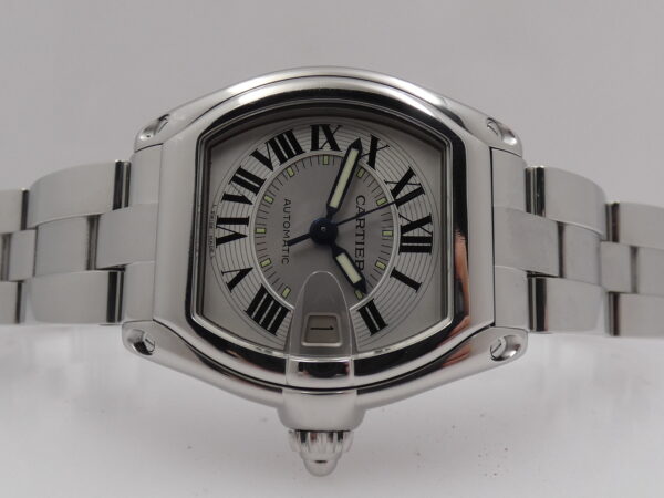 Cartier Roadster 2510 Argentè Dial Automatic Date Acciaio Braccialato Anni 2000's W62025V3