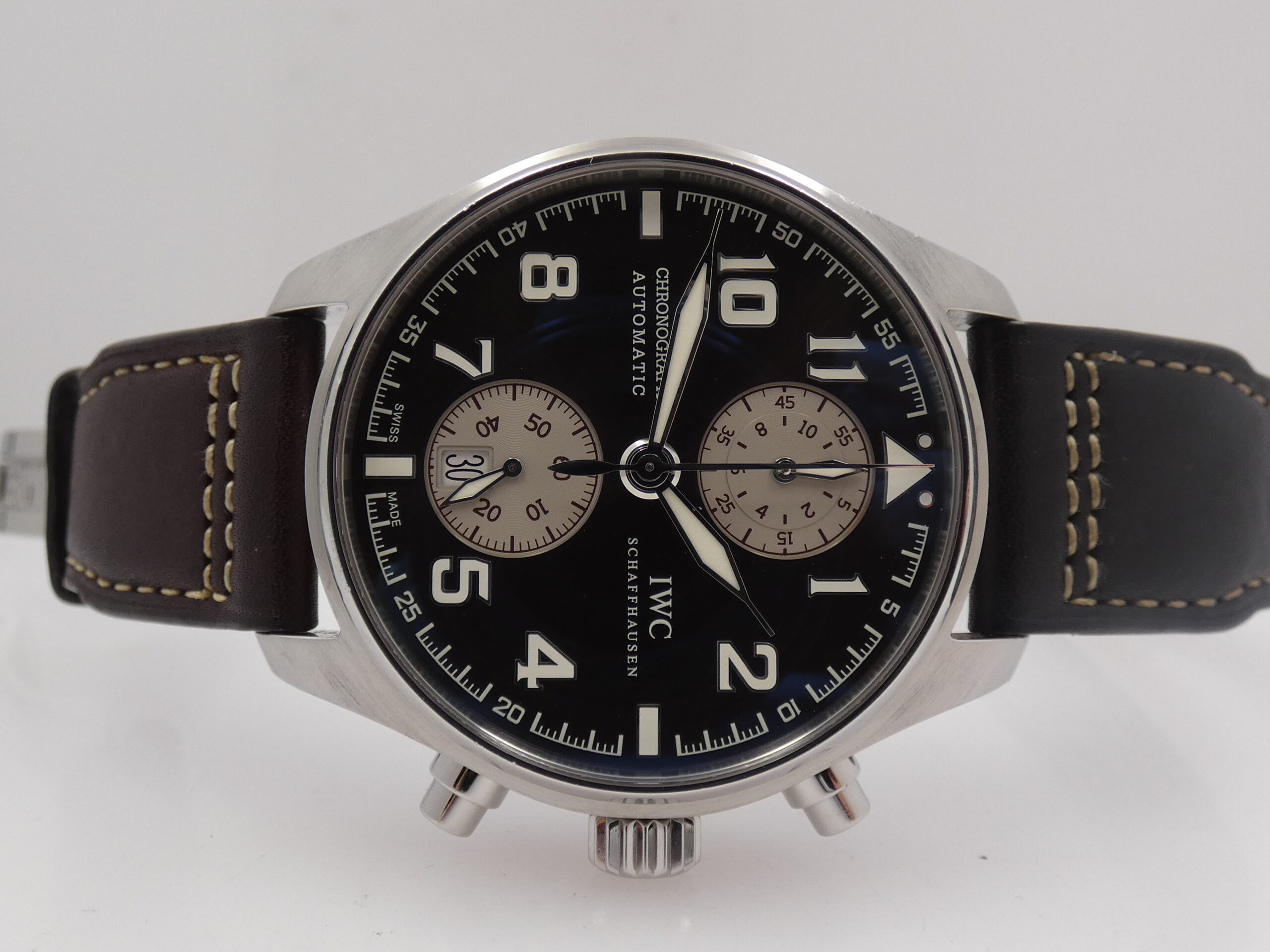 Cronografo IWC Pilot Spitfire Antoine De Saint Exupéry Flyback IW3878 With PAPERS Brown Dial Automatico SPECIAL EDITION Acciaio - immagine 7