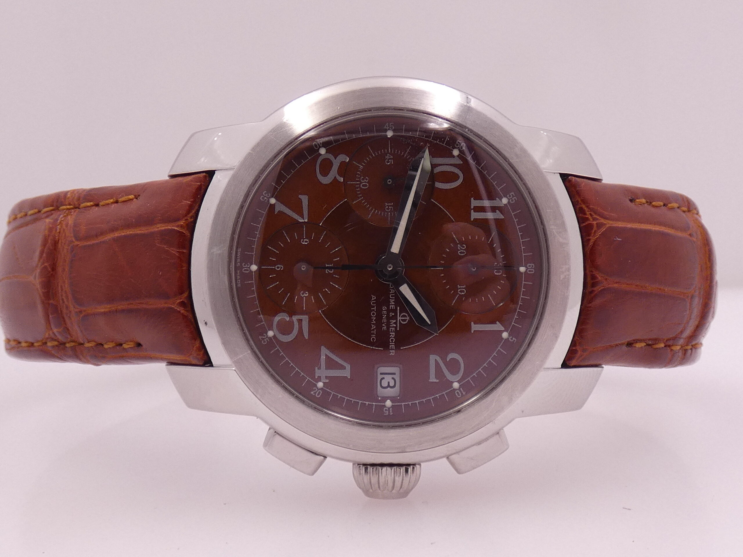 Cronografo Baume & Mercier Capeland BRONZE DIAL WITH BOX Automatico Acciaio Anno 2000's MV045216 - immagine 6