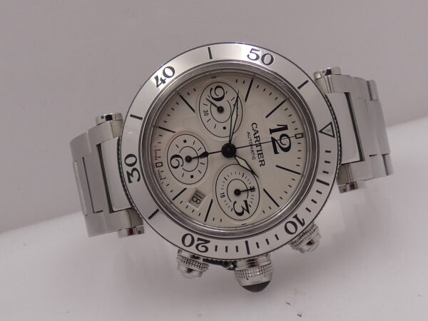 Cronografo Cartier Pasha Seatimer 2995 BOX PAPERS & STICKERS Anno 2011 Automatico Acciaio Braccialato W31089M7