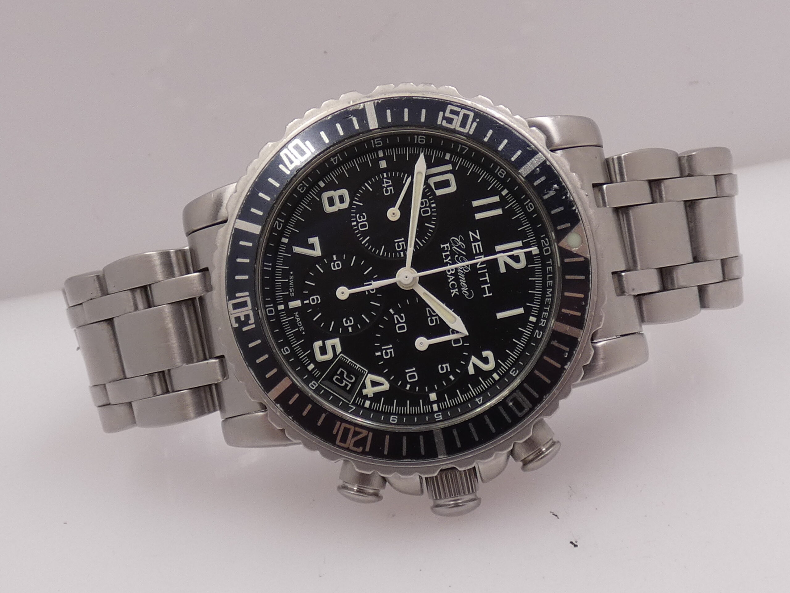 Cronografo Zenith El Primero Rainbow Fly-Back WITH PAPERS Anni 2003 Automatico Acciaio 02.0470.405 - immagine 7