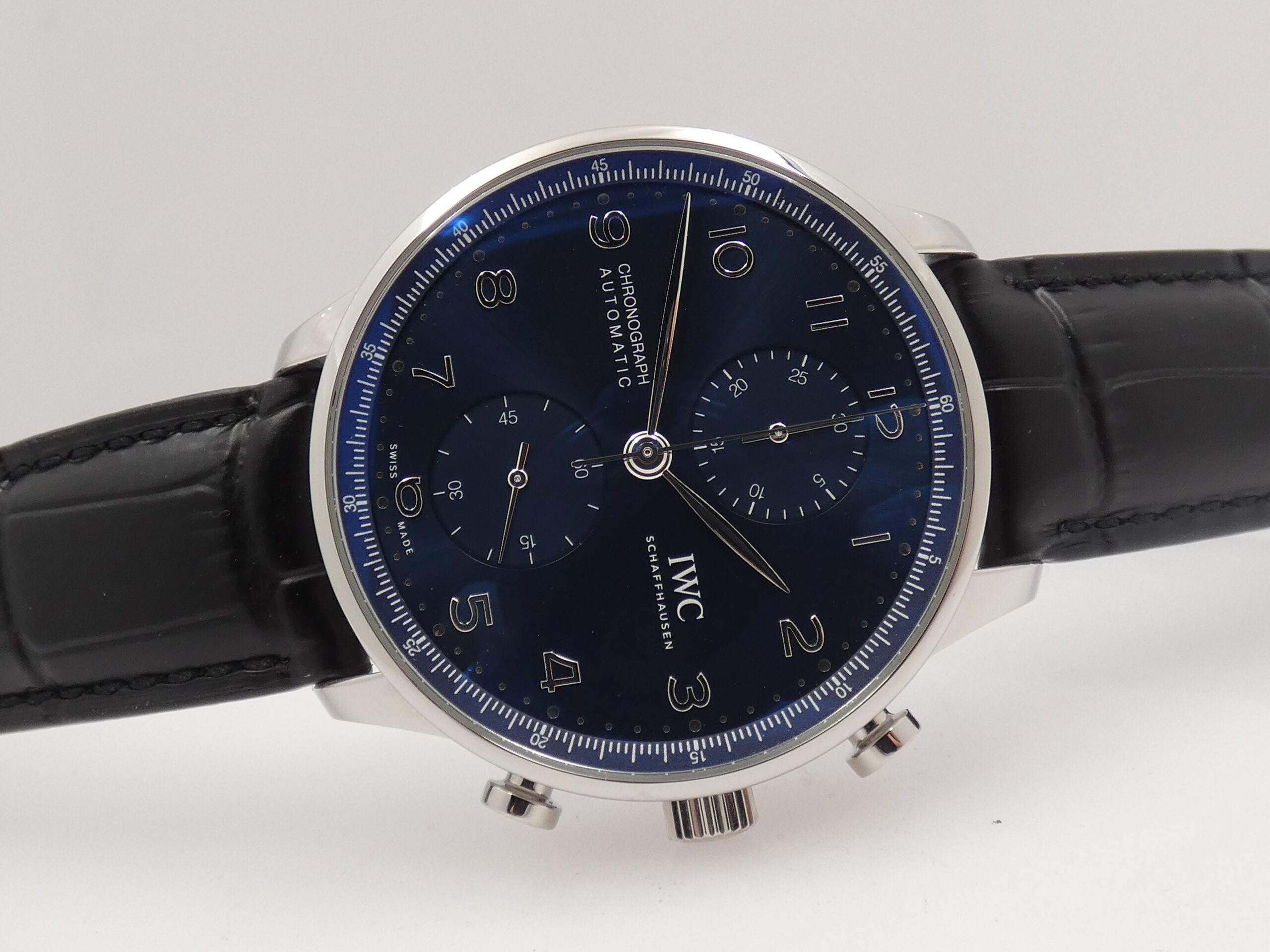 Cronografo IWC Portuguese BLUE DIAL 3716 TOP CONDITION WITH PAPERS Anno 2021 Automatico Acciaio - immagine 7
