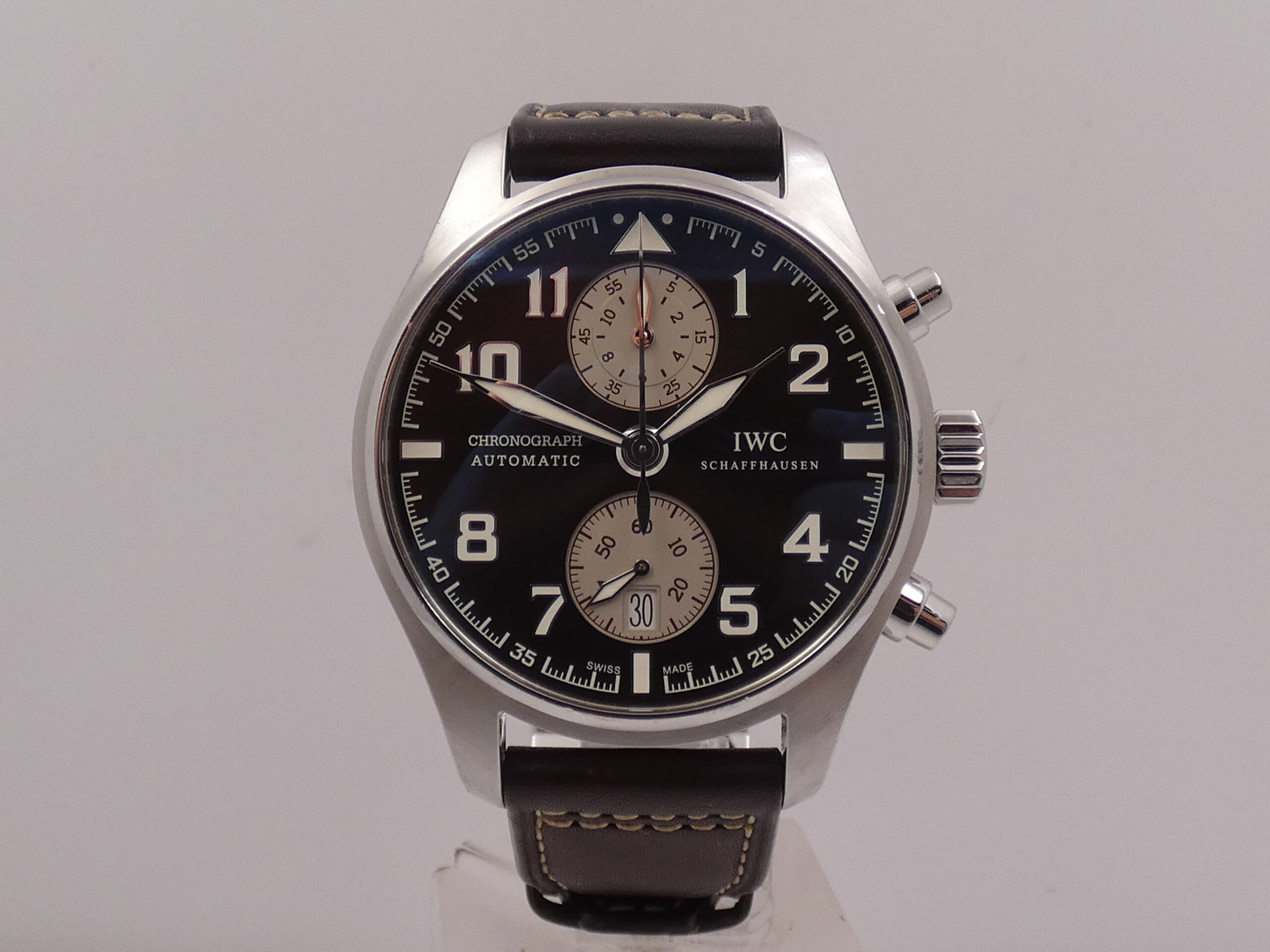 Cronografo IWC Pilot Spitfire Antoine De Saint Exupéry Flyback IW3878 With PAPERS Brown Dial Automatico SPECIAL EDITION Acciaio - immagine 9