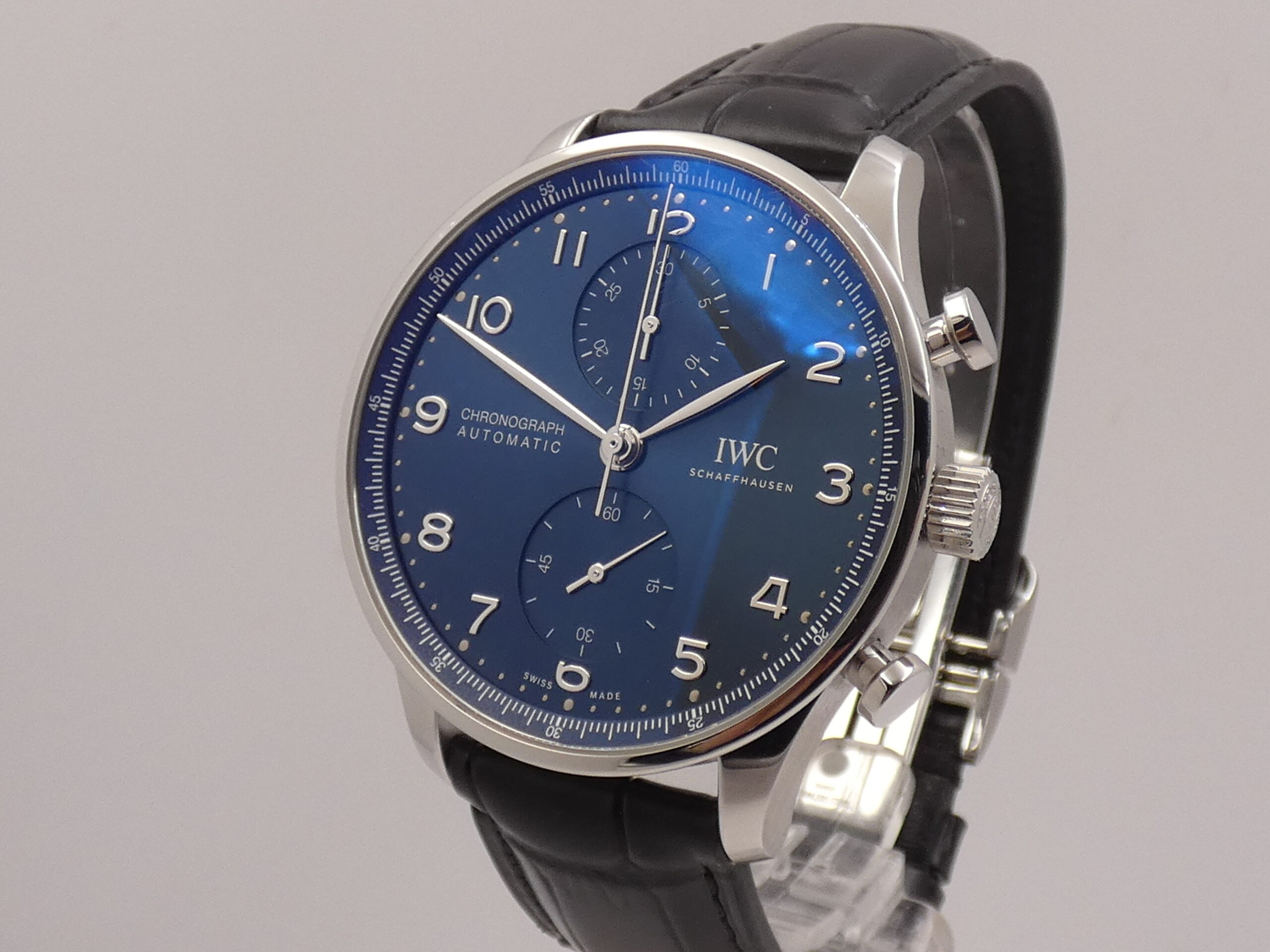 Cronografo IWC Portuguese BLUE DIAL 3716 TOP CONDITION WITH PAPERS Anno 2021 Automatico Acciaio - immagine 9