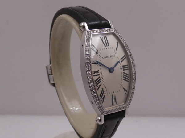 Cartier Tonneau Lady 2711 Oro Bianco 18Kt FACTORY DIAMOND BEZEL BOX&PAPERS Anno 2013 Carica Manuale WE400131