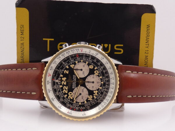 Cronografo Breitling Navitimer Cosmonaute B12019 GHIERA ORO MASSICCIO 18Kt With BOX Carica Manuale 1990's