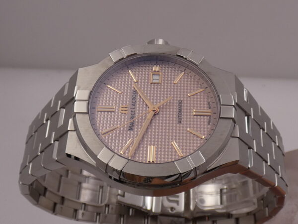 Maurice Lacroix AIKON AI6008 Honeycomb SALMON Dial BOX&PAPERS Anno 2022 Automatico Acciaio