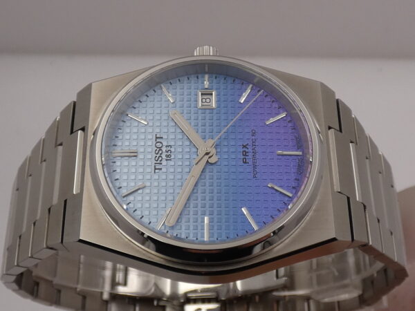 Tissot PRX Powermatic 80 LIKE NEW BOX&PAPERS 'Camaleonte Blue Ice' Dial Automatico Acciaio T137407