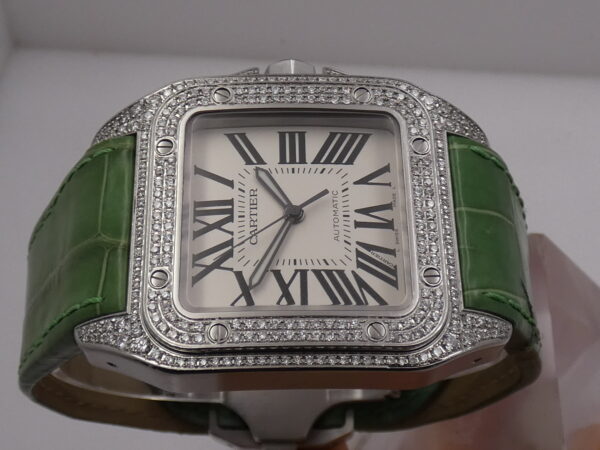 Cartier Santos 100 XL 2656 Diamonds Bezel & Lugs Automatico W20073X8 ANNI '2000s Acciaio