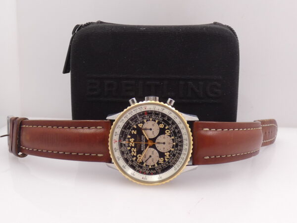 Cronografo Breitling Navitimer Cosmonaute B12019 GHIERA ORO MASSICCIO 18Kt With BOX Carica Manuale 1990's