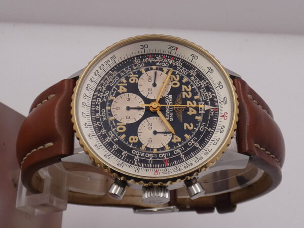 Cronografo Breitling Navitimer Cosmonaute B12019 GHIERA ORO MASSICCIO 18Kt With BOX Carica Manuale 1990's