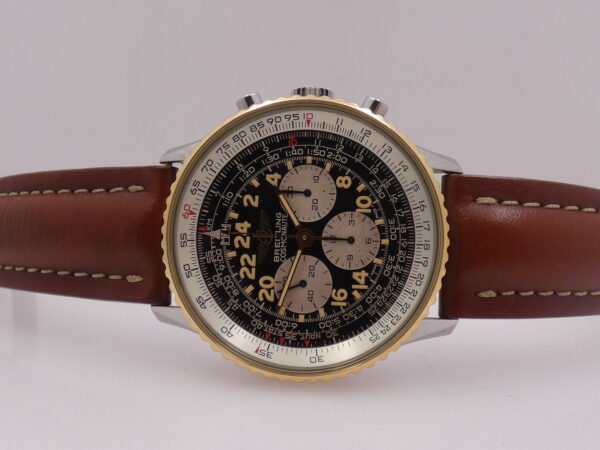 Cronografo Breitling Navitimer Cosmonaute B12019 GHIERA ORO MASSICCIO 18Kt With BOX Carica Manuale 1990's