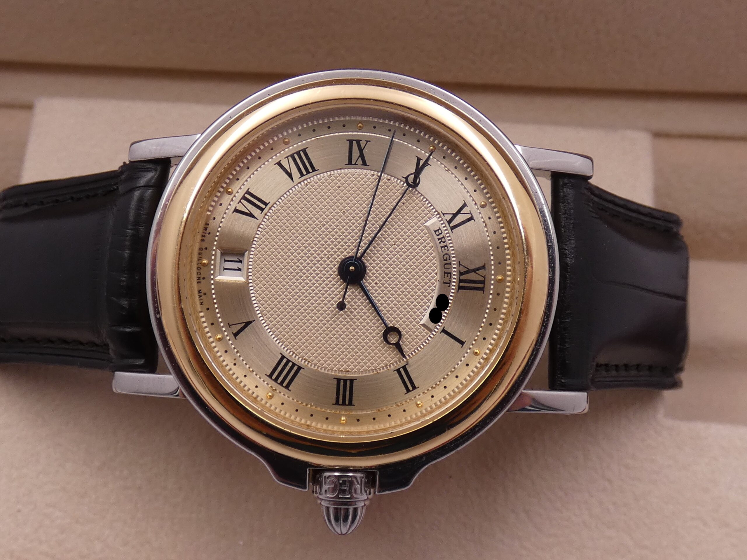Breguet Marine 3400SA ORO MASSICCIO 18Kt & Acciaio ROTORE ORO 21KT Guilloché Main Dial Automatico - immagine 5