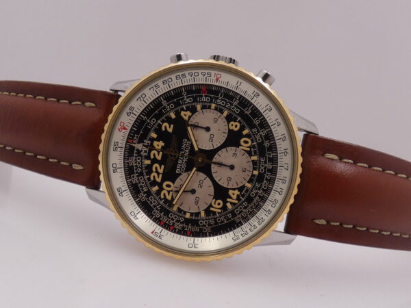 Cronografo Breitling Navitimer Cosmonaute B12019 GHIERA ORO MASSICCIO 18Kt With BOX Carica Manuale 1990's