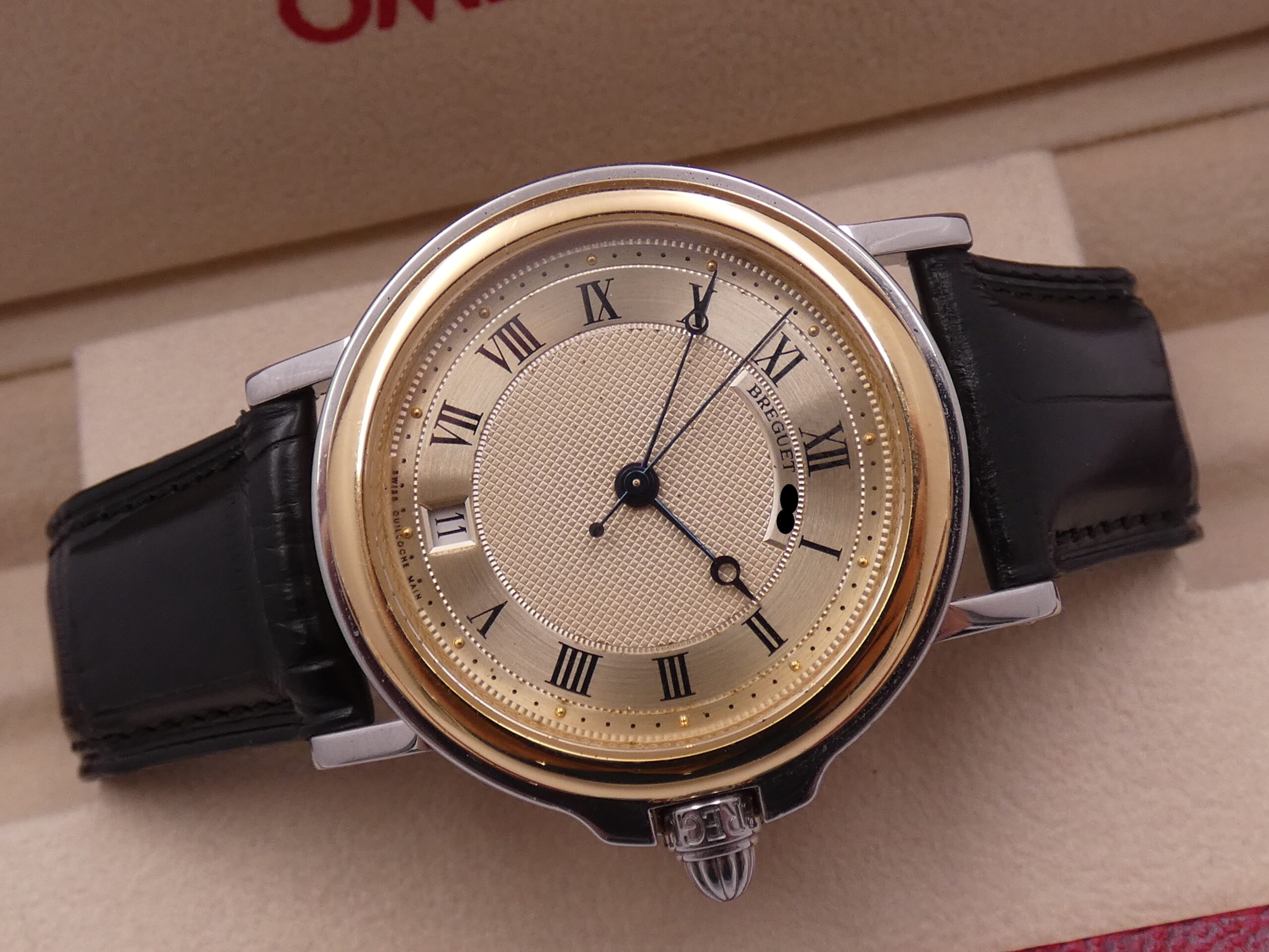 Breguet Marine 3400SA ORO MASSICCIO 18Kt & Acciaio ROTORE ORO 21KT Guilloché Main Dial Automatico - immagine 6
