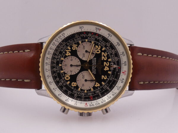 Cronografo Breitling Navitimer Cosmonaute B12019 GHIERA ORO MASSICCIO 18Kt With BOX Carica Manuale 1990's