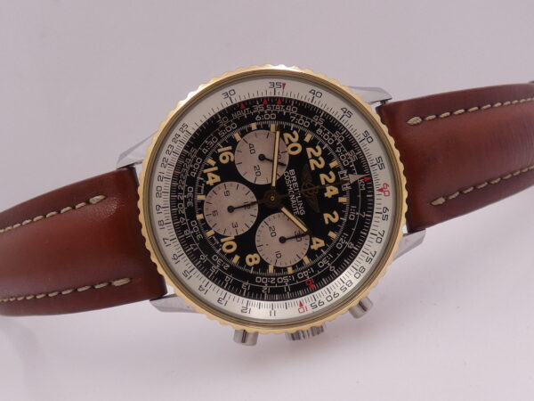 Cronografo Breitling Navitimer Cosmonaute B12019 GHIERA ORO MASSICCIO 18Kt With BOX Carica Manuale 1990's
