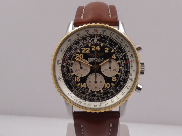 Cronografo Breitling Navitimer Cosmonaute B12019 GHIERA ORO MASSICCIO 18Kt With BOX Carica Manuale 1990's