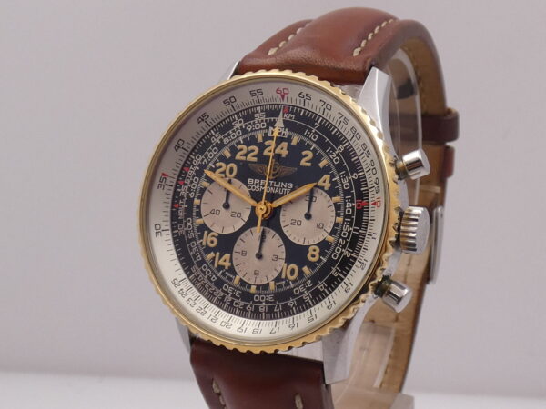 Cronografo Breitling Navitimer Cosmonaute B12019 GHIERA ORO MASSICCIO 18Kt With BOX Carica Manuale 1990's