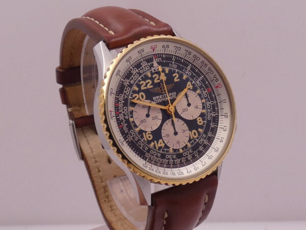Cronografo Breitling Navitimer Cosmonaute B12019 GHIERA ORO MASSICCIO 18Kt With BOX Carica Manuale 1990's