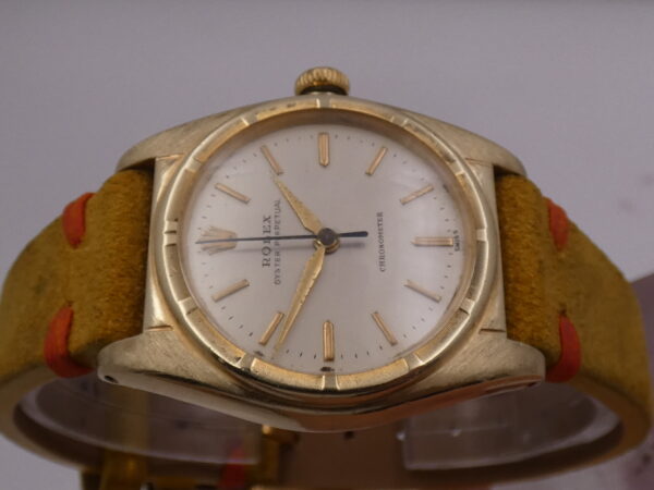 Rolex Oyster Perpetual Ovetto 5015 Bubbleback APPENA REVISIONATO ORO 10KT Ghiera Thunderbird Anno 1950 Automatico Vintage