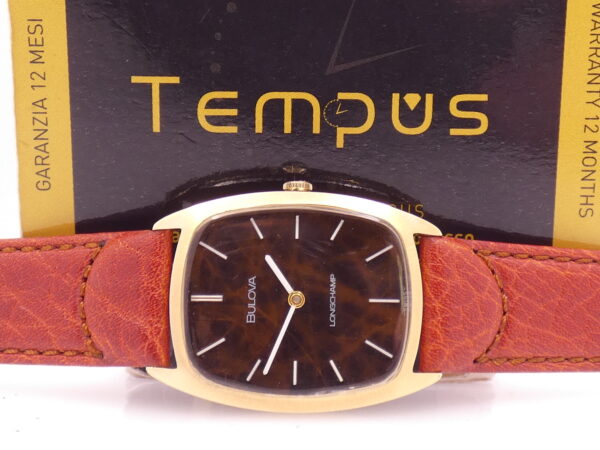 Bulova Longchamp Tonneau Vintage ANNI '70s Radica Dial 18Kt G.F. Carica Manuale Ref. 7630