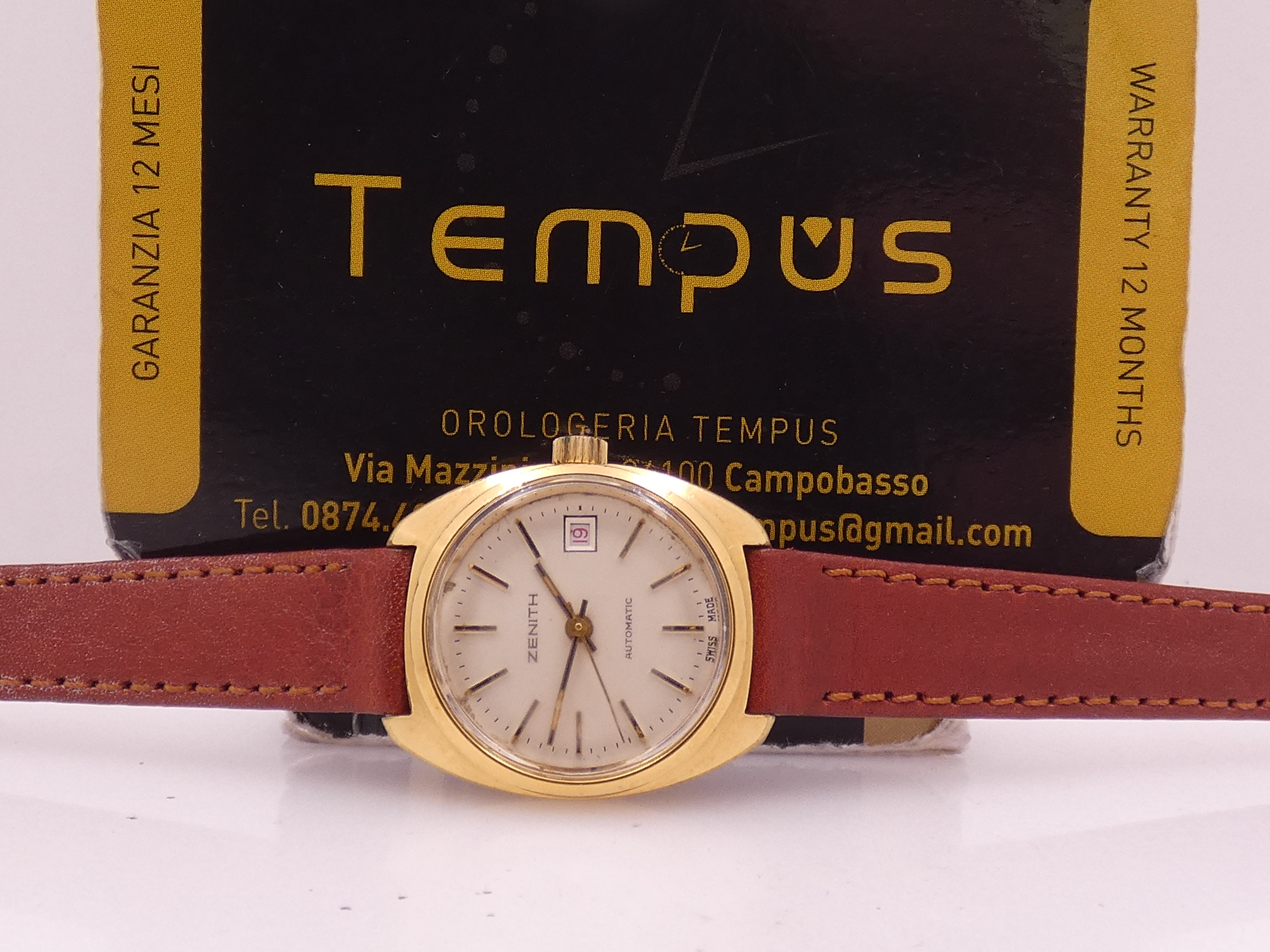 Zenith Lady Automatic Vintage APPENA REVISIONATO Ghiera Elettroplaccata Oro 18Kt & Acciaio RED DATE Anni 70's 20.0660.485 - immagine 2