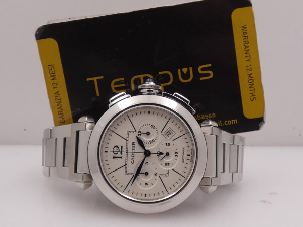 Cronografo Cartier Pasha 2860 42mm BOX&PAPERS Anno 2007 Automatico Acciaio Braccialato W31085M7