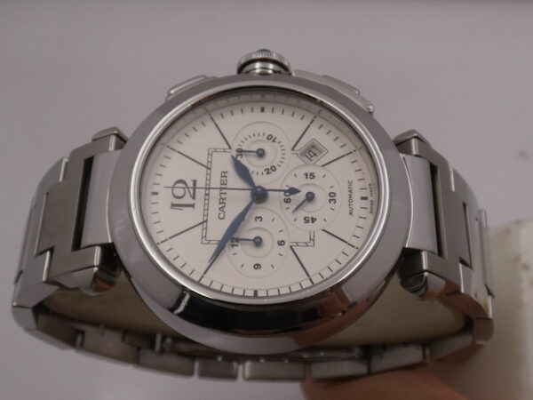 Cronografo Cartier Pasha 2860 42mm BOX&PAPERS Anno 2007 Automatico Acciaio Braccialato W31085M7