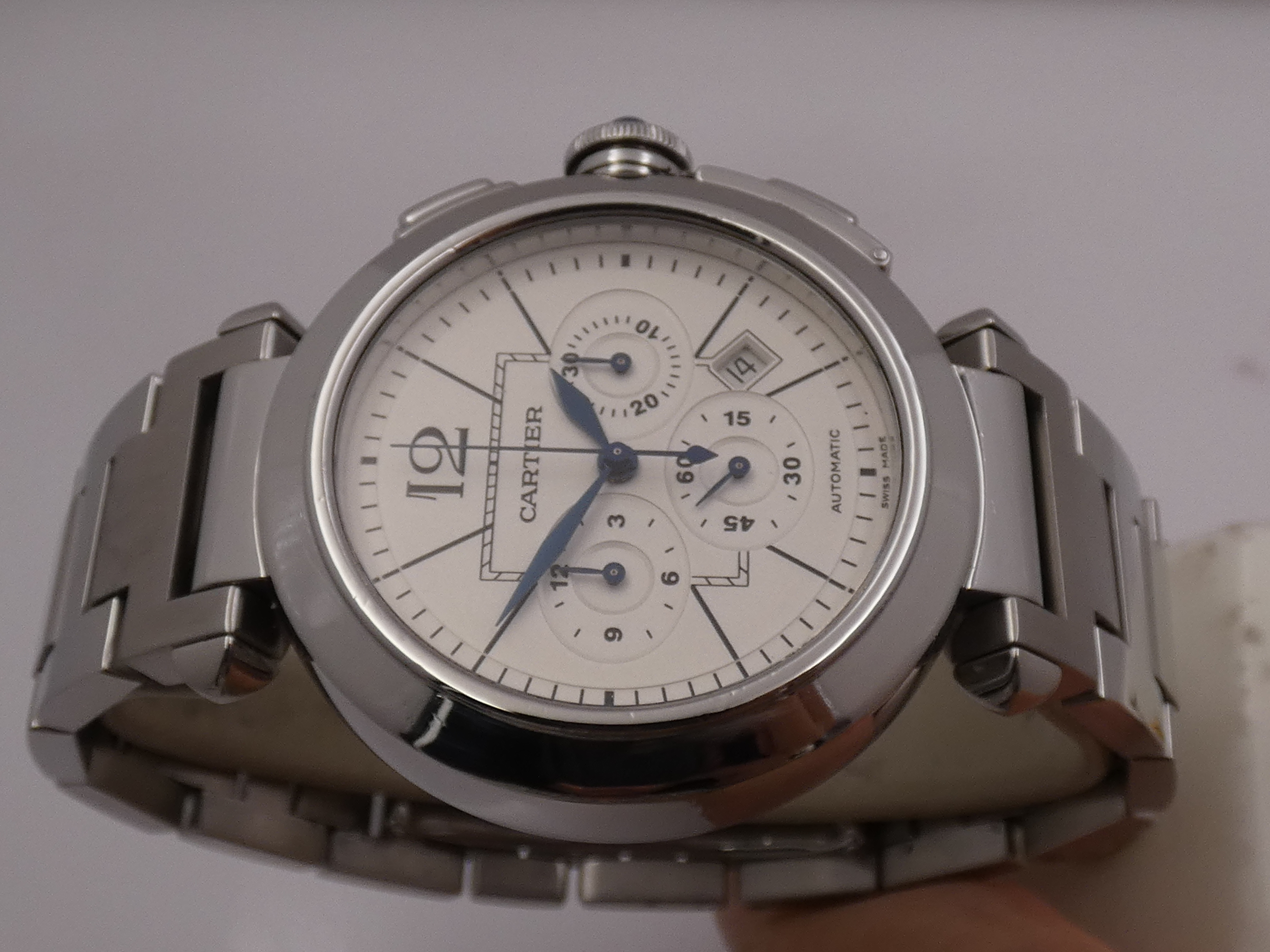 Cronografo Cartier Pasha 2860 42mm BOX&PAPERS Anno 2007 Automatico Acciaio Braccialato W31085M7