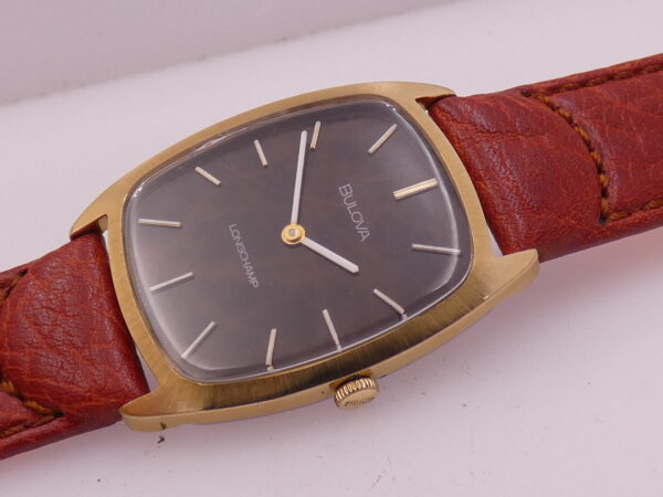 Bulova Longchamp Tonneau Vintage ANNI '70s Radica Dial 18Kt G.F. Carica Manuale Ref. 7630