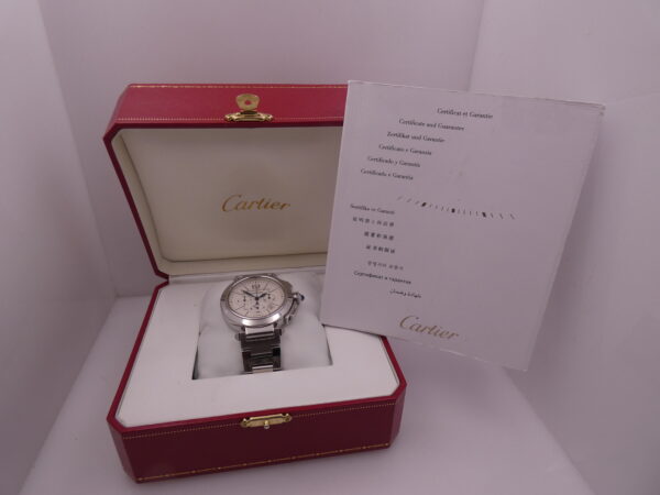 Cronografo Cartier Pasha 2860 42mm BOX&PAPERS Anno 2007 Automatico Acciaio Braccialato W31085M7