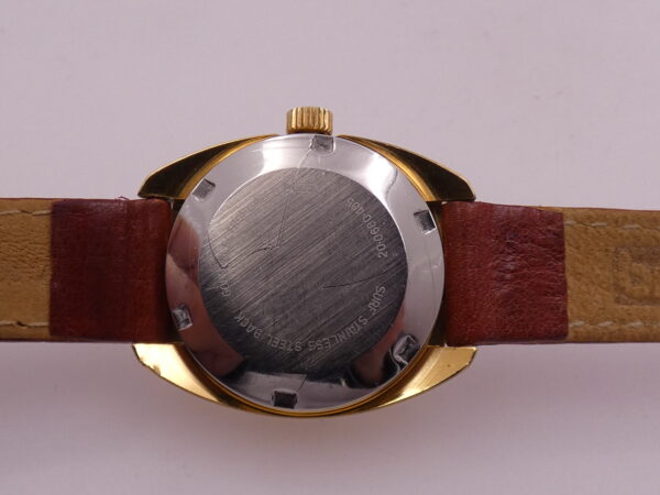 Zenith Lady Automatic Vintage APPENA REVISIONATO Ghiera Elettroplaccata Oro 18Kt & Acciaio RED DATE Anni 70's 20.0660.485