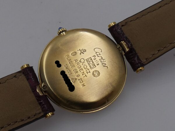 Cartier Must De Cartier Vermeil Lady 30mm Argento 925 18Kt G.F 20 Microns GRANATA DIAL ANNI '80s