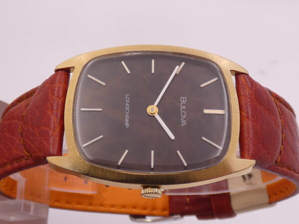 Bulova Longchamp Tonneau Vintage ANNI '70s Radica Dial 18Kt G.F. Carica Manuale Ref. 7630