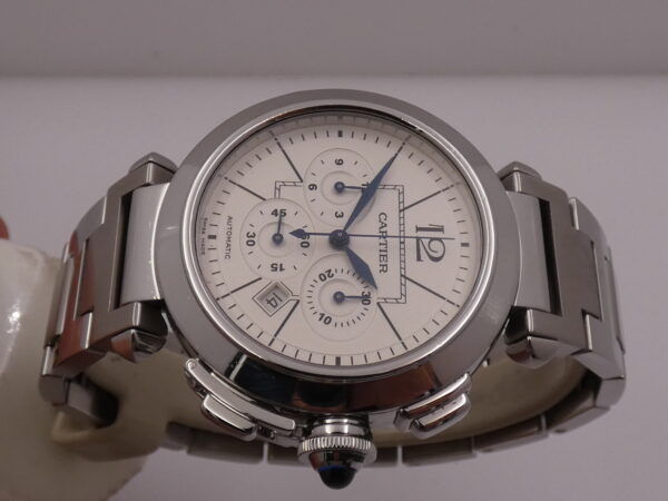 Cronografo Cartier Pasha 2860 42mm BOX&PAPERS Anno 2007 Automatico Acciaio Braccialato W31085M7