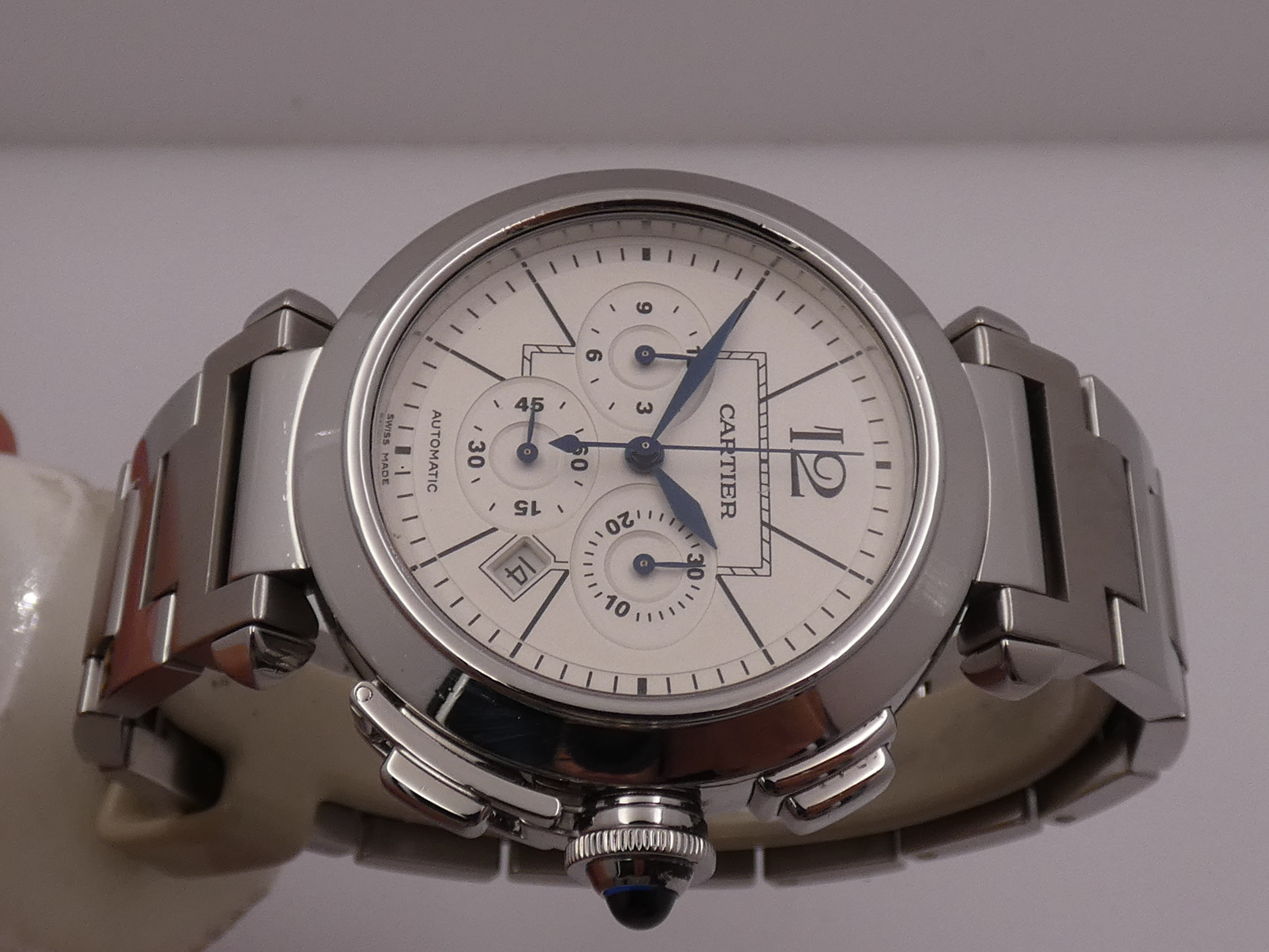Cronografo Cartier Pasha 2860 42mm BOX&PAPERS Anno 2007 Automatico Acciaio Braccialato W31085M7 - immagine 3