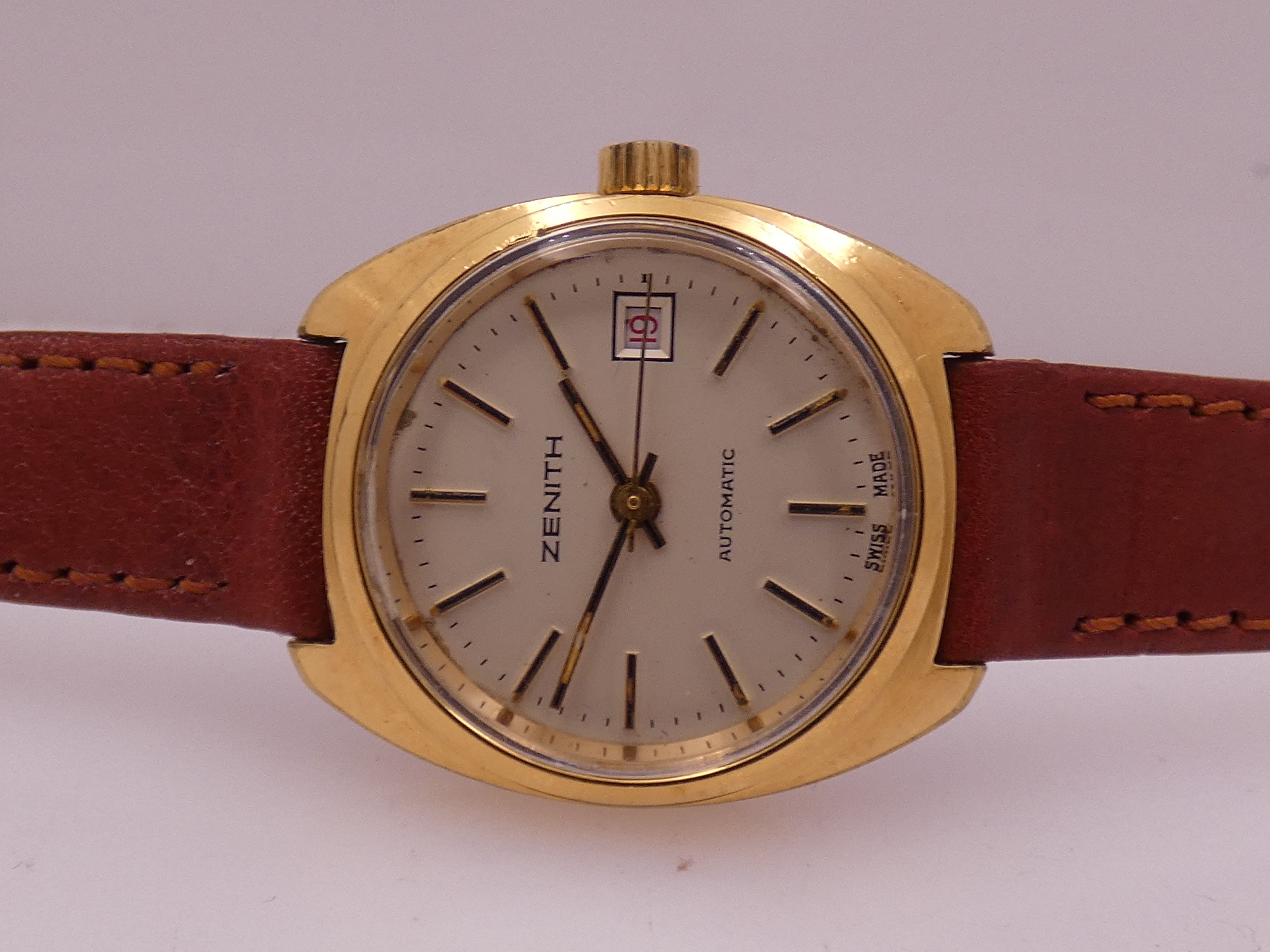 Zenith Lady Automatic Vintage APPENA REVISIONATO Ghiera Elettroplaccata Oro 18Kt & Acciaio RED DATE Anni 70's 20.0660.485 - immagine 4