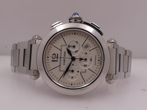 Cronografo Cartier Pasha 2860 42mm BOX&PAPERS Anno 2007 Automatico Acciaio Braccialato W31085M7