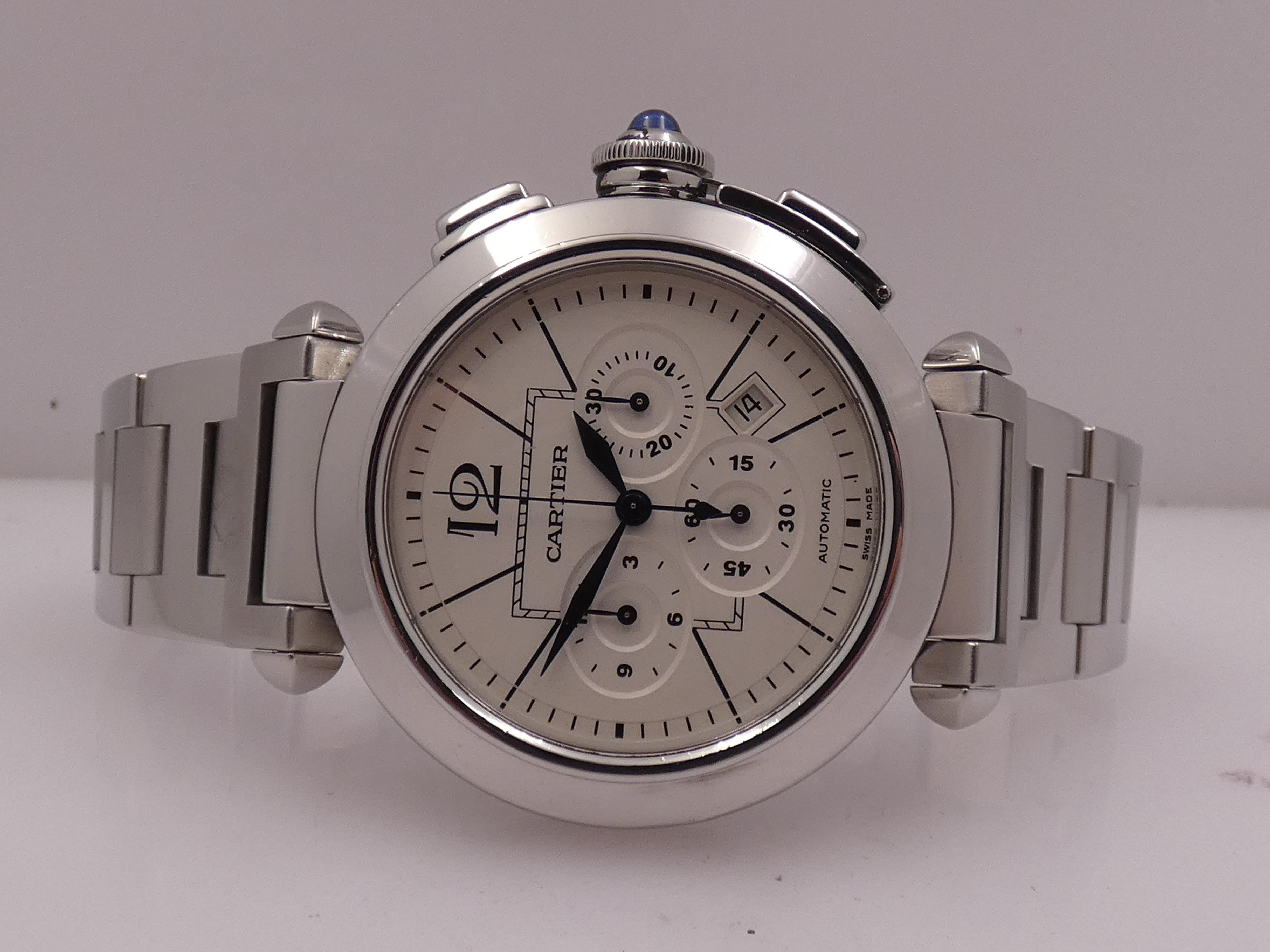 Cronografo Cartier Pasha 2860 42mm BOX&PAPERS Anno 2007 Automatico Acciaio Braccialato W31085M7 - immagine 4