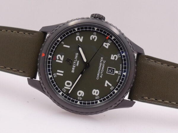 Breitling Aviator 8 Curtiss Warhawk 41 M17315 GREEN DIAL With PAPERS LIKE NEW Automatico Acciaio Black DLC