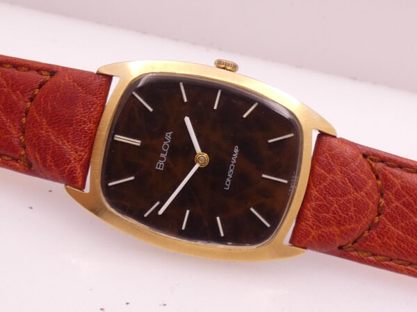 Bulova Longchamp Tonneau Vintage ANNI '70s Radica Dial 18Kt G.F. Carica Manuale Ref. 7630