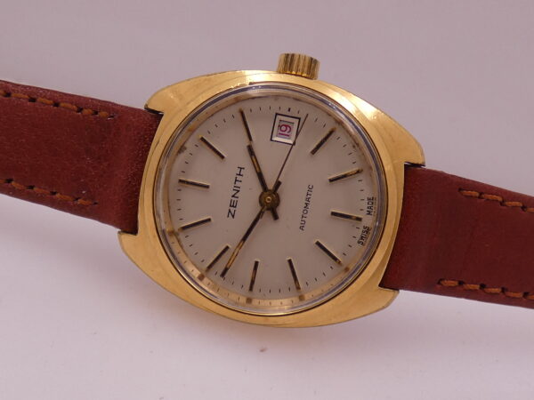 Zenith Lady Automatic Vintage APPENA REVISIONATO Ghiera Elettroplaccata Oro 18Kt & Acciaio RED DATE Anni 70's 20.0660.485