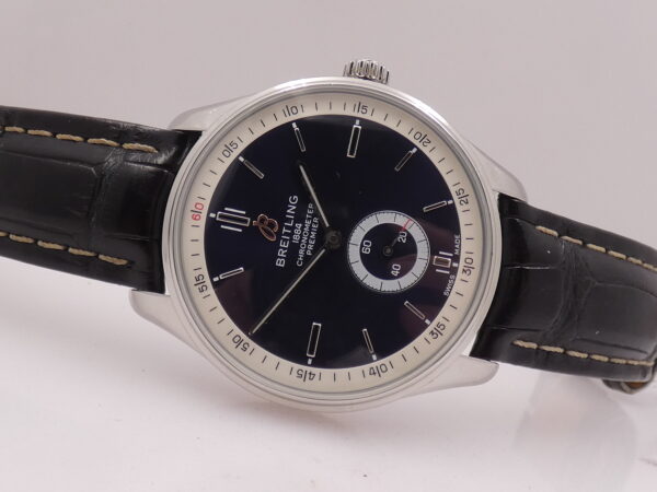 Breitling Premier Automatic 40 Small Second A37340 BOX&PAPERS Blue Dial Chronometer Acciaio