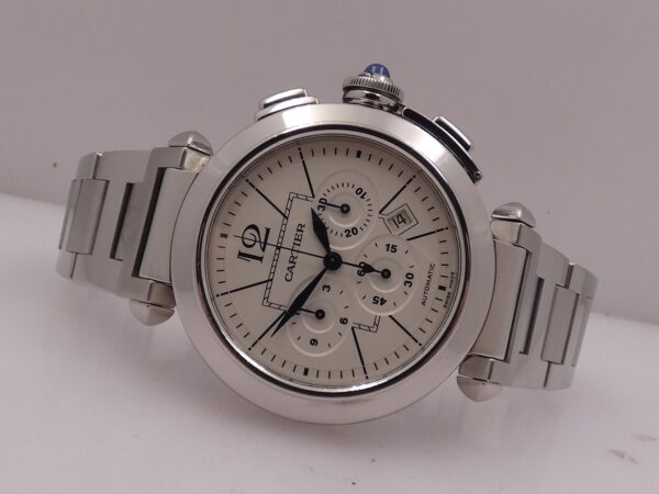 Cronografo Cartier Pasha 2860 42mm BOX&PAPERS Anno 2007 Automatico Acciaio Braccialato W31085M7
