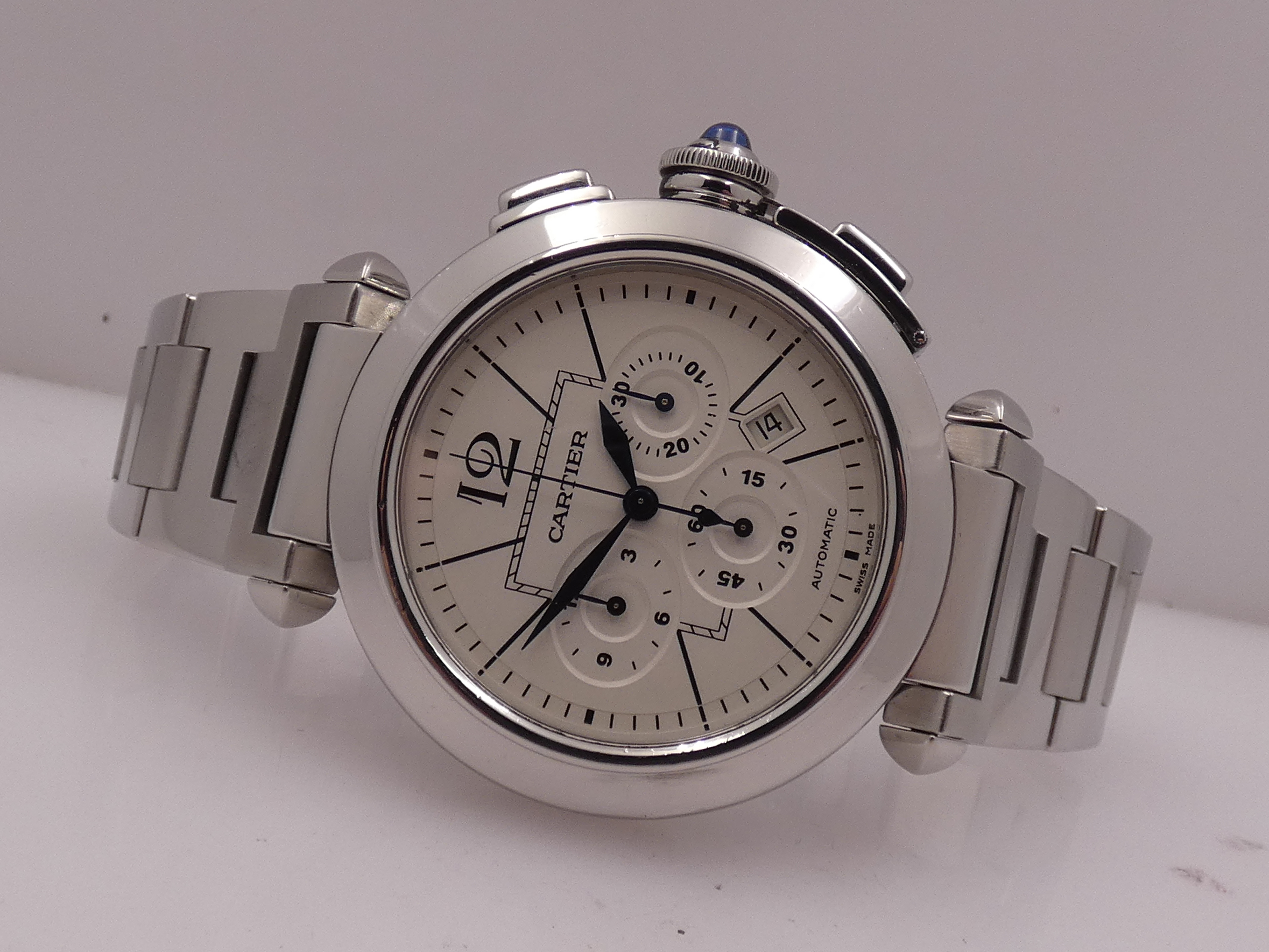 Cronografo Cartier Pasha 2860 42mm BOX&PAPERS Anno 2007 Automatico Acciaio Braccialato W31085M7 - immagine 5